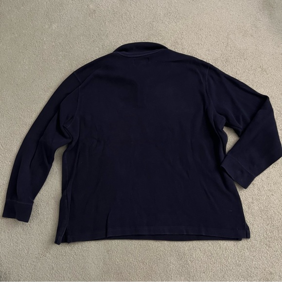Vintage 1990s Polo by Ralph Lauren Classic 1/4 Zip Cotton Knit Navy Blue Shirt - Picture 4 of 12
